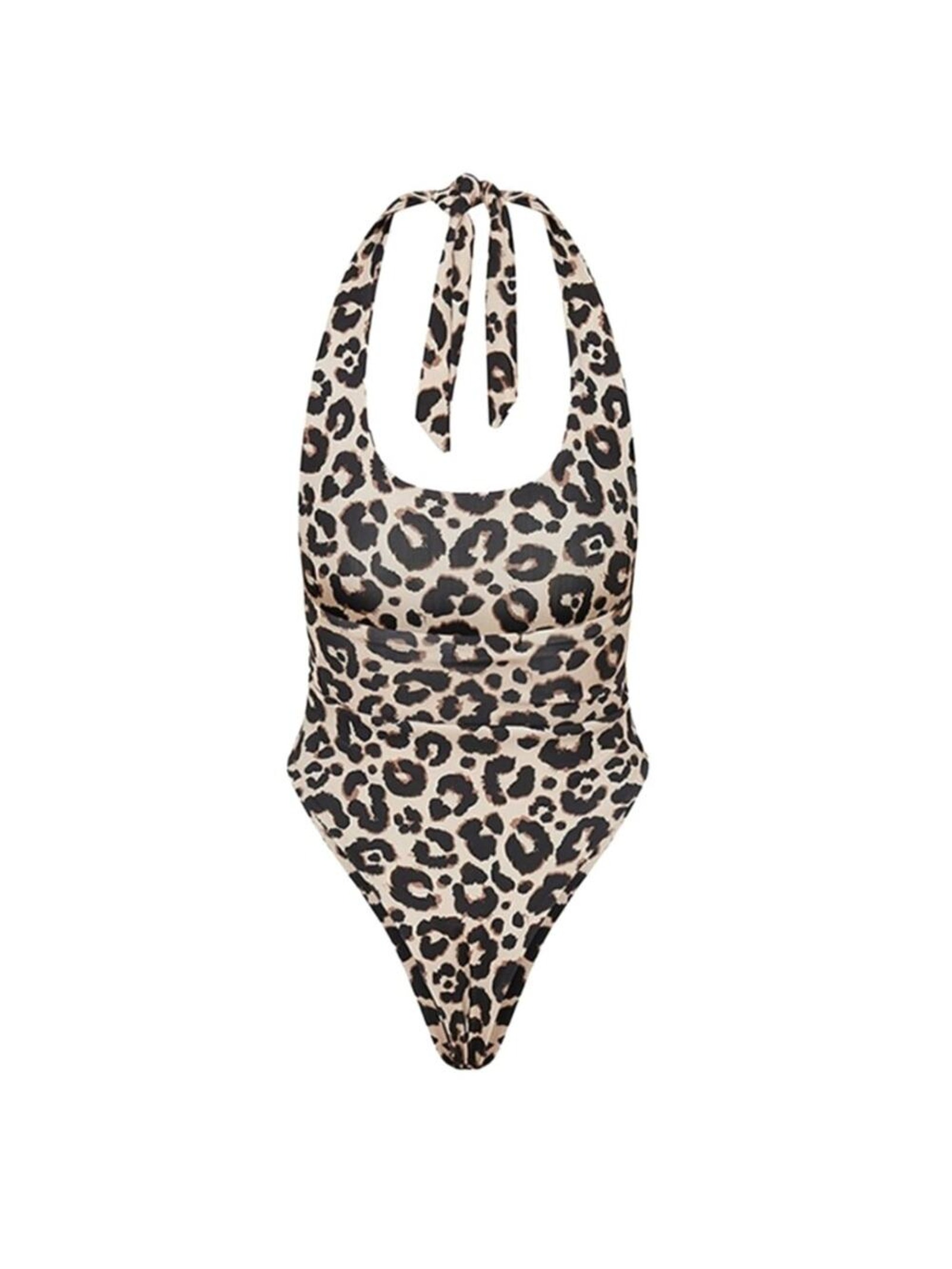Prettylittlething Leopard Print High Leg One Piece Swimsuit Size 0